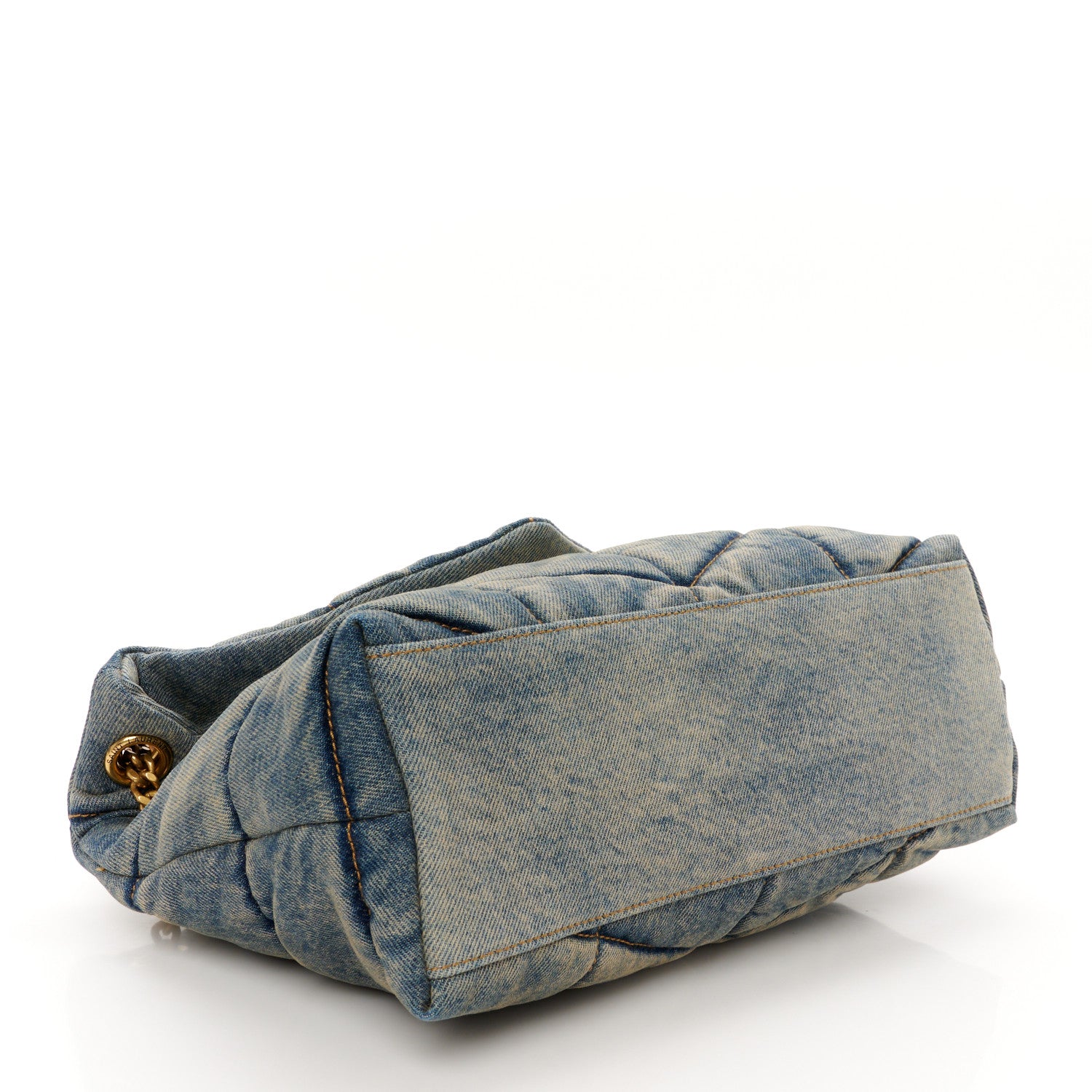 Saint Laurent Denim Quilted Small Loulou Puffer Monogram Chain Satchel Blue Cinnamon 4 of 10