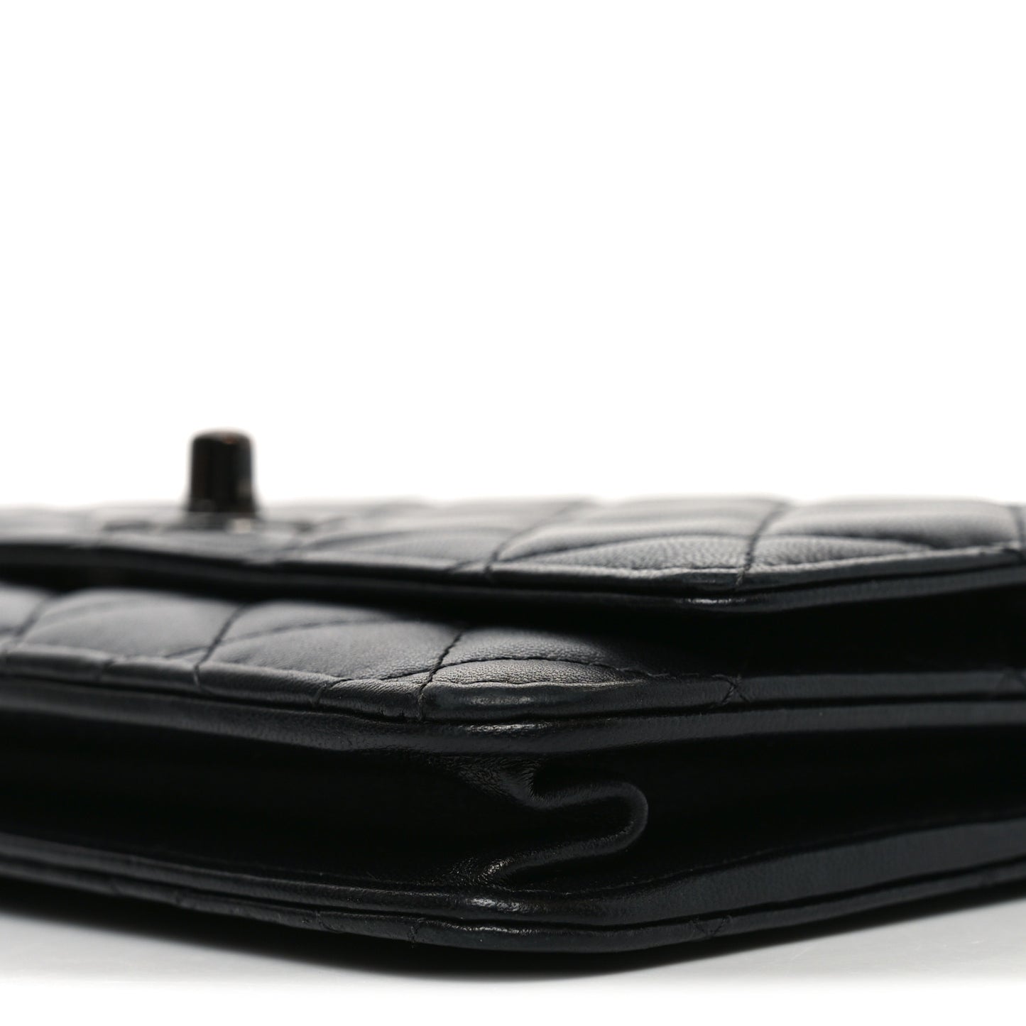 Lambskin Quilted Trendy CC Wallet On Chain WOC So Black