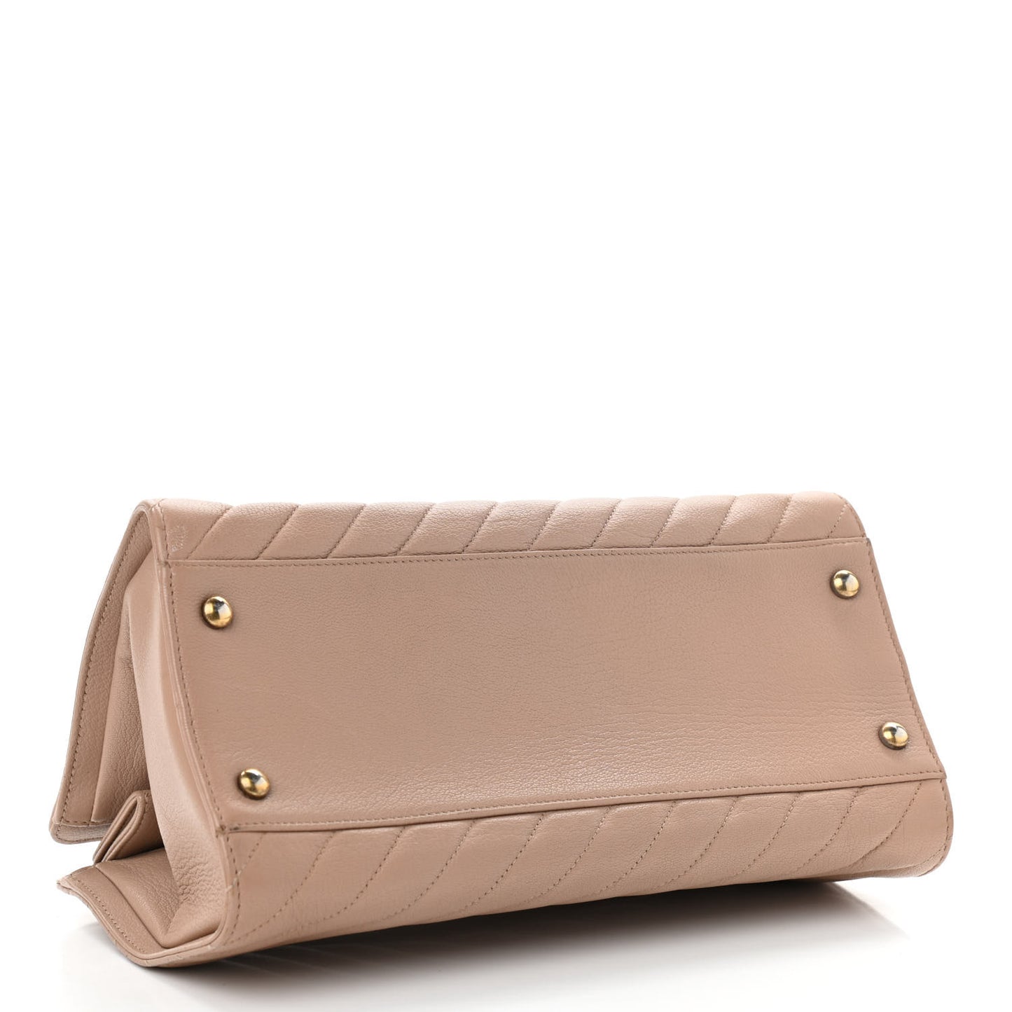 Shiny Goatskin Diagonal Quilted Shoulder Bag Beige
