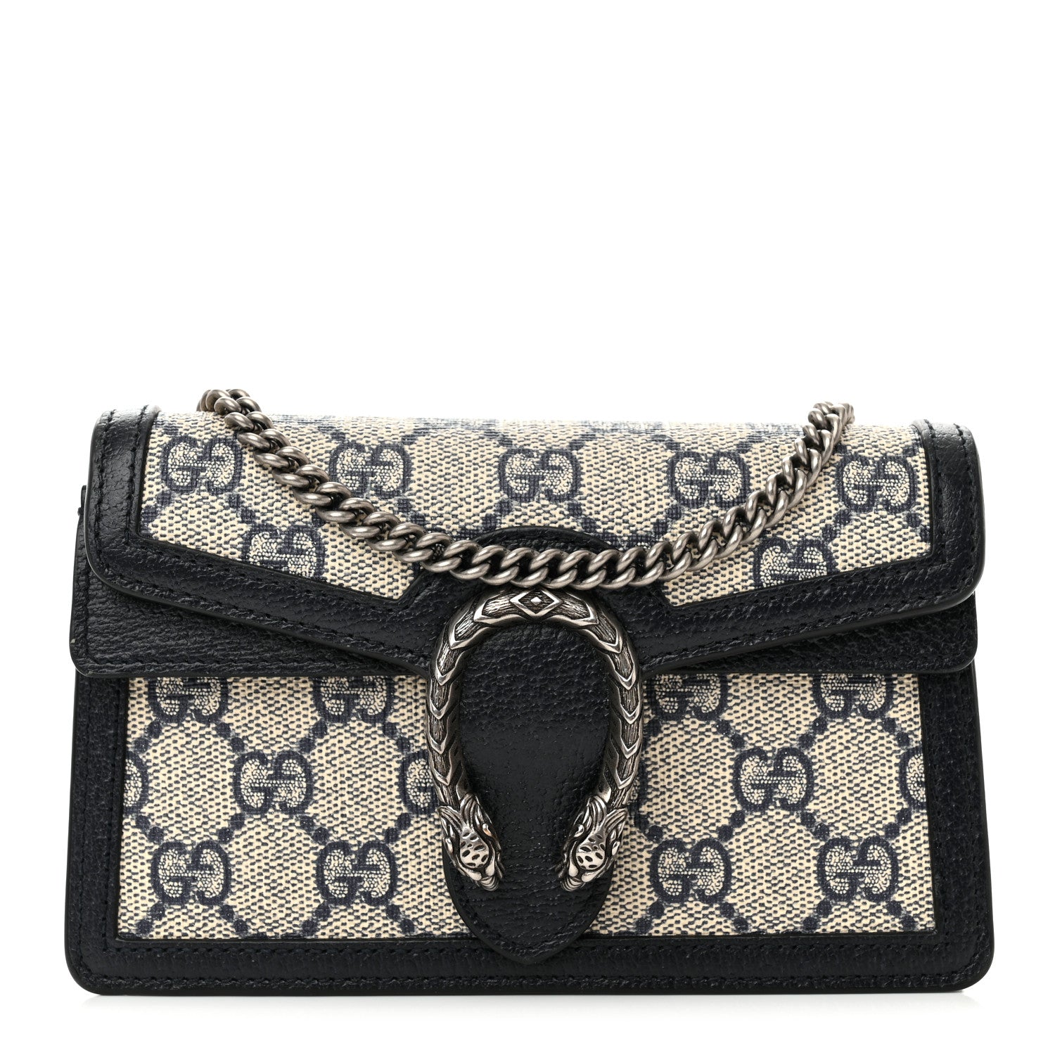 Gucci GG Supreme Monogram Textured Dollar Calfskin Super Mini Dionysus Shoulder Bag Beige Blue 1 of 11