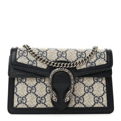 Gucci GG Supreme Monogram Textured Dollar Calfskin Super Mini Dionysus Shoulder Bag Beige Blue 1 of 11