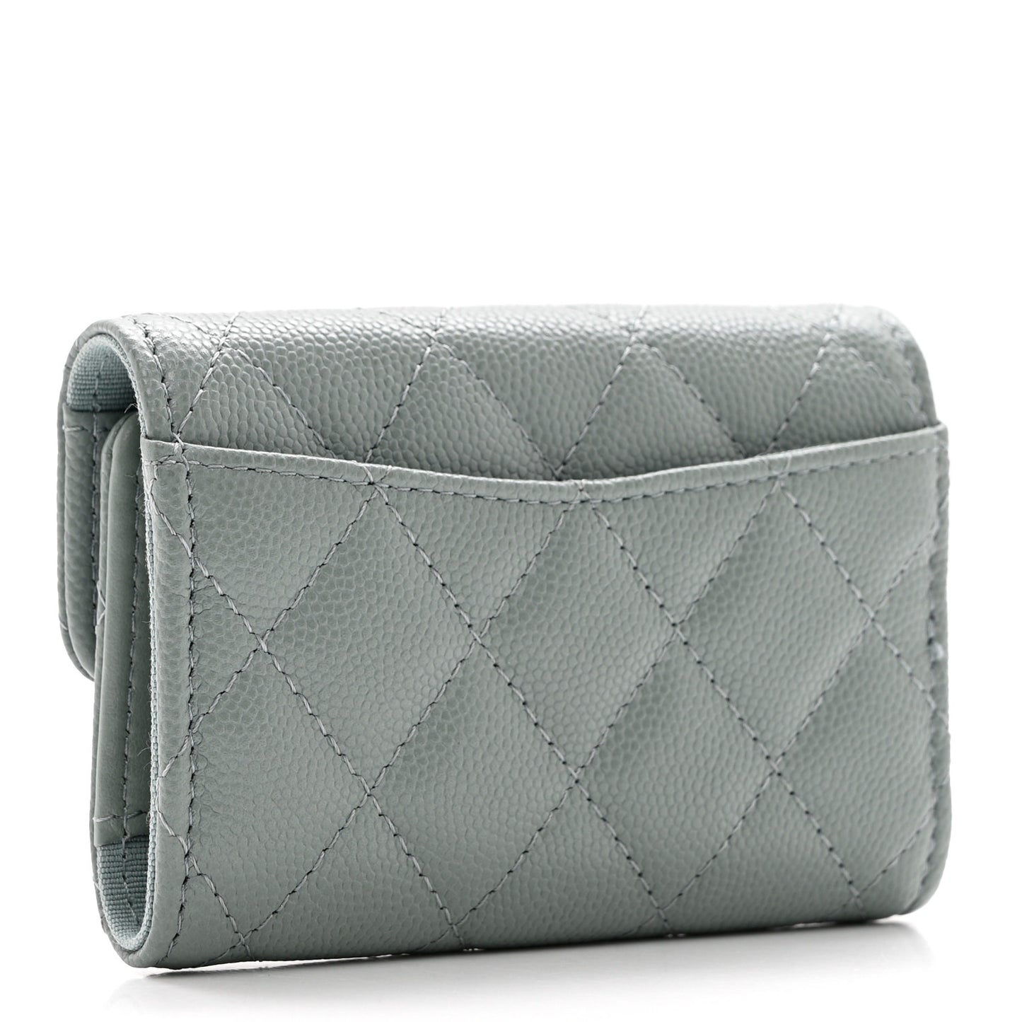 Caviar Quilted Classic 4 Key Holder Wallet Grey