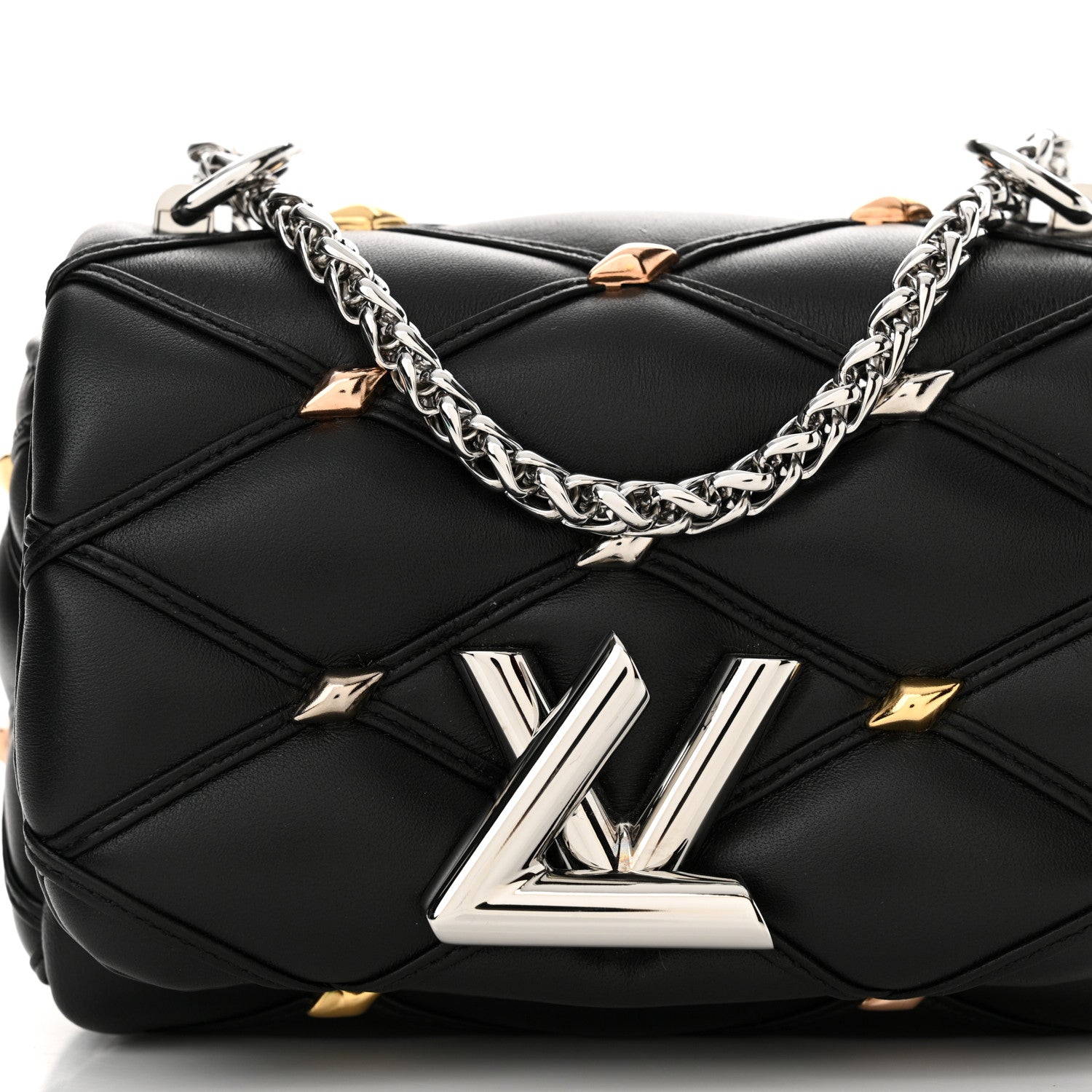 Louis Vuitton Lambskin Malletage Studs Pico GO-14 Black 7 of 9
