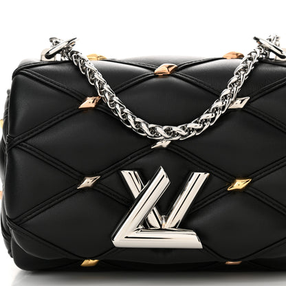Louis Vuitton Lambskin Malletage Studs Pico GO-14 Black 7 of 9