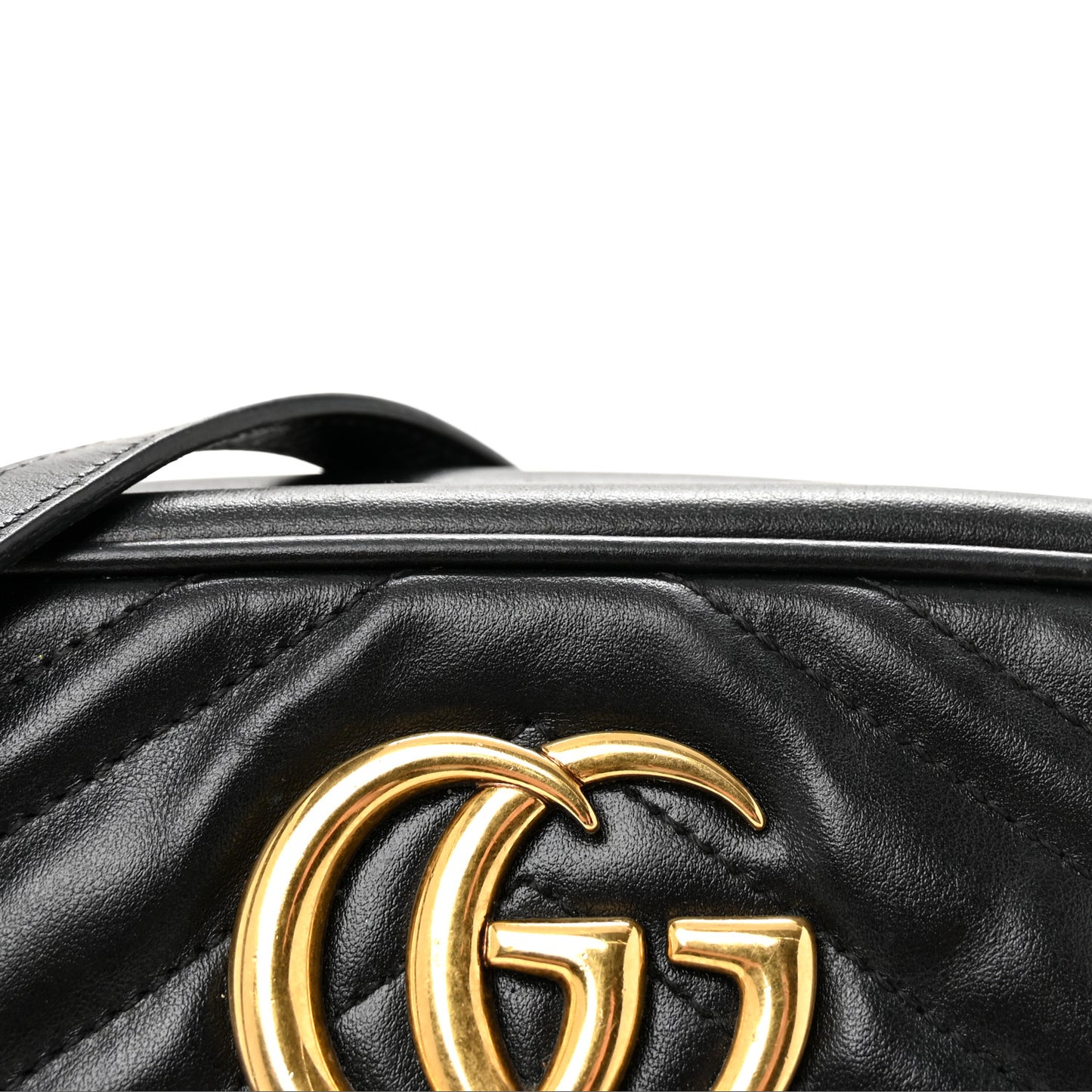 Calfskin Matelasse Small GG Marmont Chain Shoulder Bag Black
