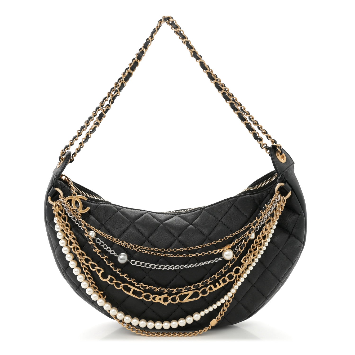 Chanel Lambskin Quilted All About Chains Hobo Black 1 of 10