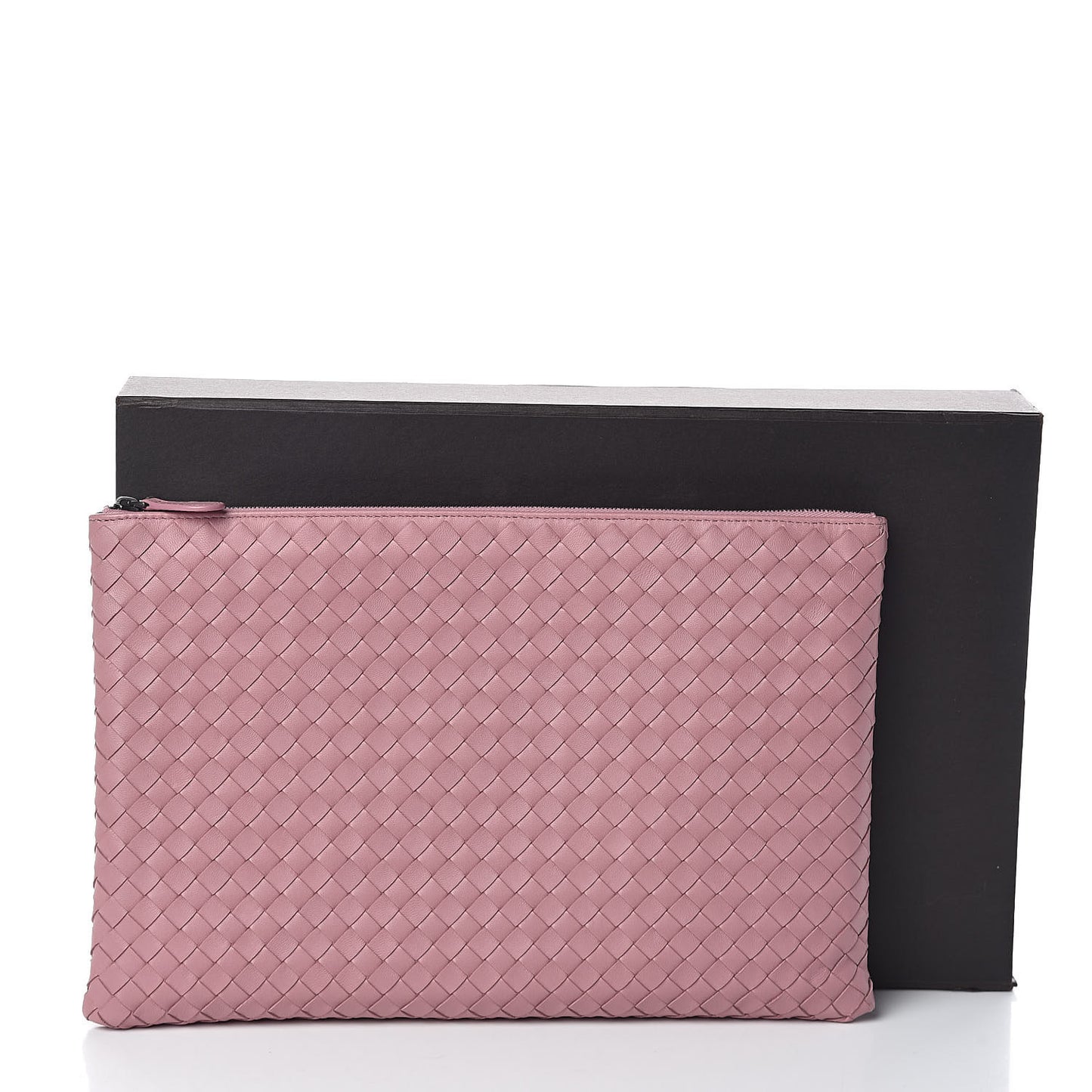 Nappa Intrecciato Large Flat Zip Biletto Pouch Watteau