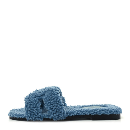 Hermes Woolskin Oran Sandals 38 Bleu 1 of 8