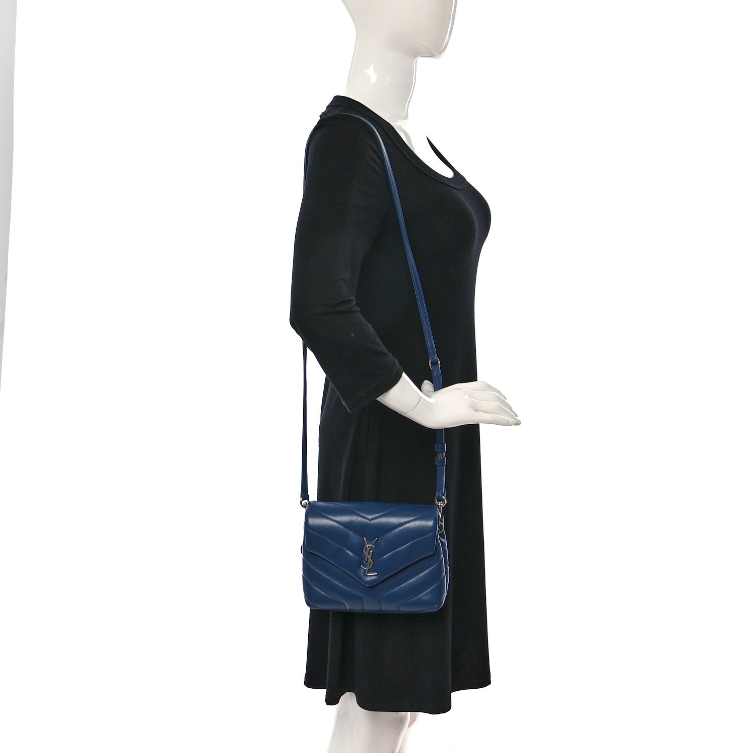 Saint Laurent Calfskin Y Quilted Monogram Toy Loulou Crossbody Bag New Cobalt 2 of 9