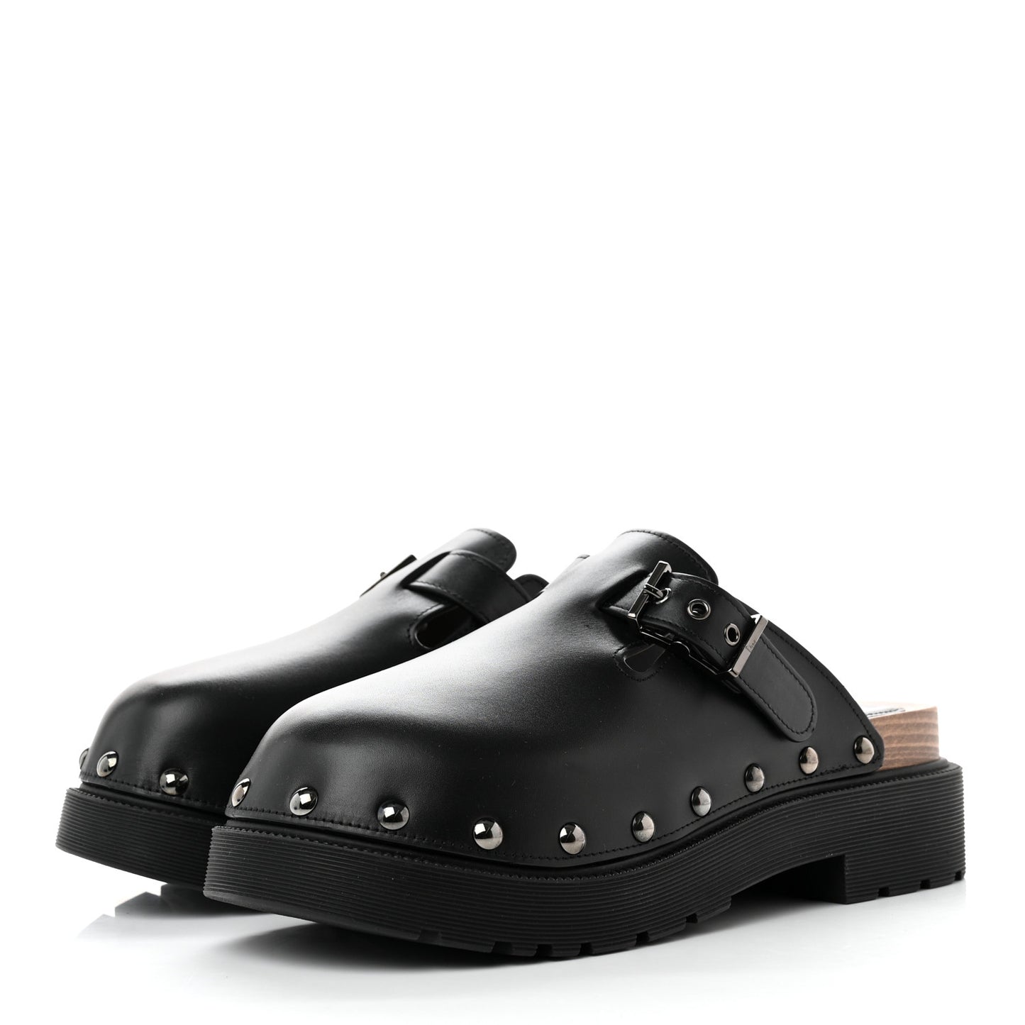 Calfskin Diorquake Buckled Lug Sole 15mm Clogs 40 Black