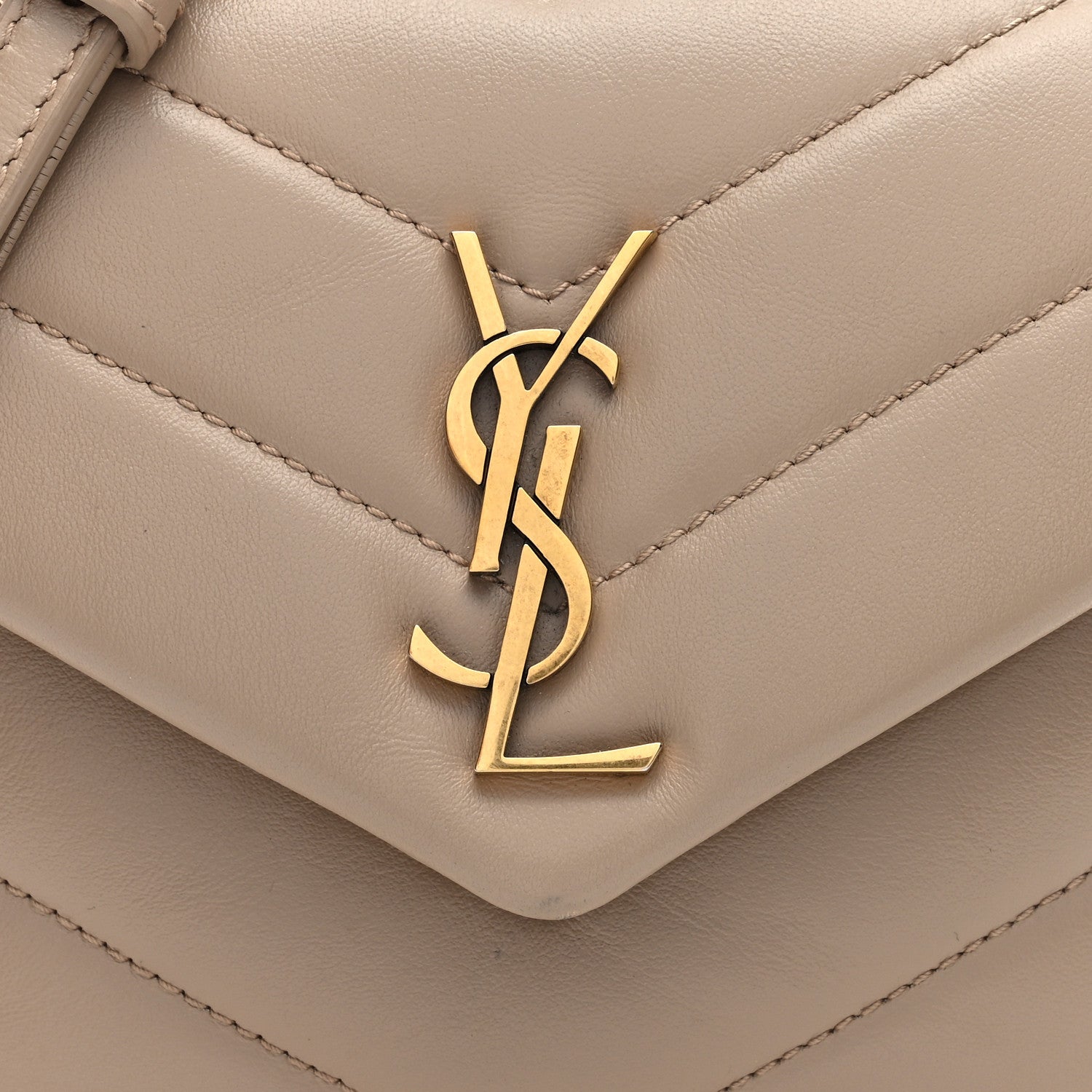 Saint Laurent Calfskin Y Quilted Monogram Toy Loulou Crossbody Bag Dark Beige 7 of 9