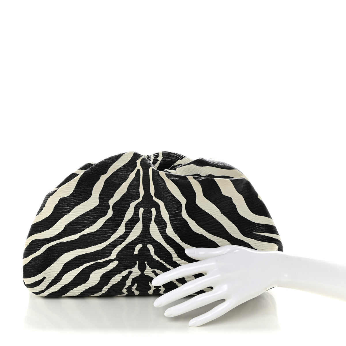 Bottega Veneta Nappa Zebra Print The Pouch Oversized Clutch White Black 2 of 10