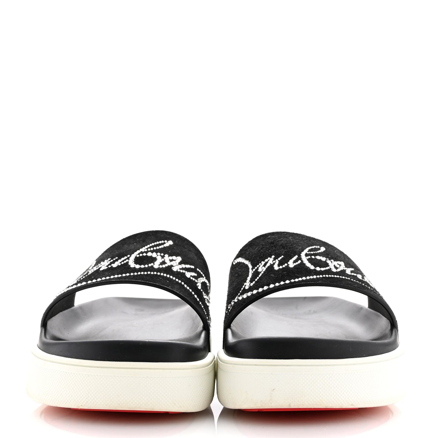 Veau Velours Strass Dear Pool Flat Platform Slide Sandal 38 Black