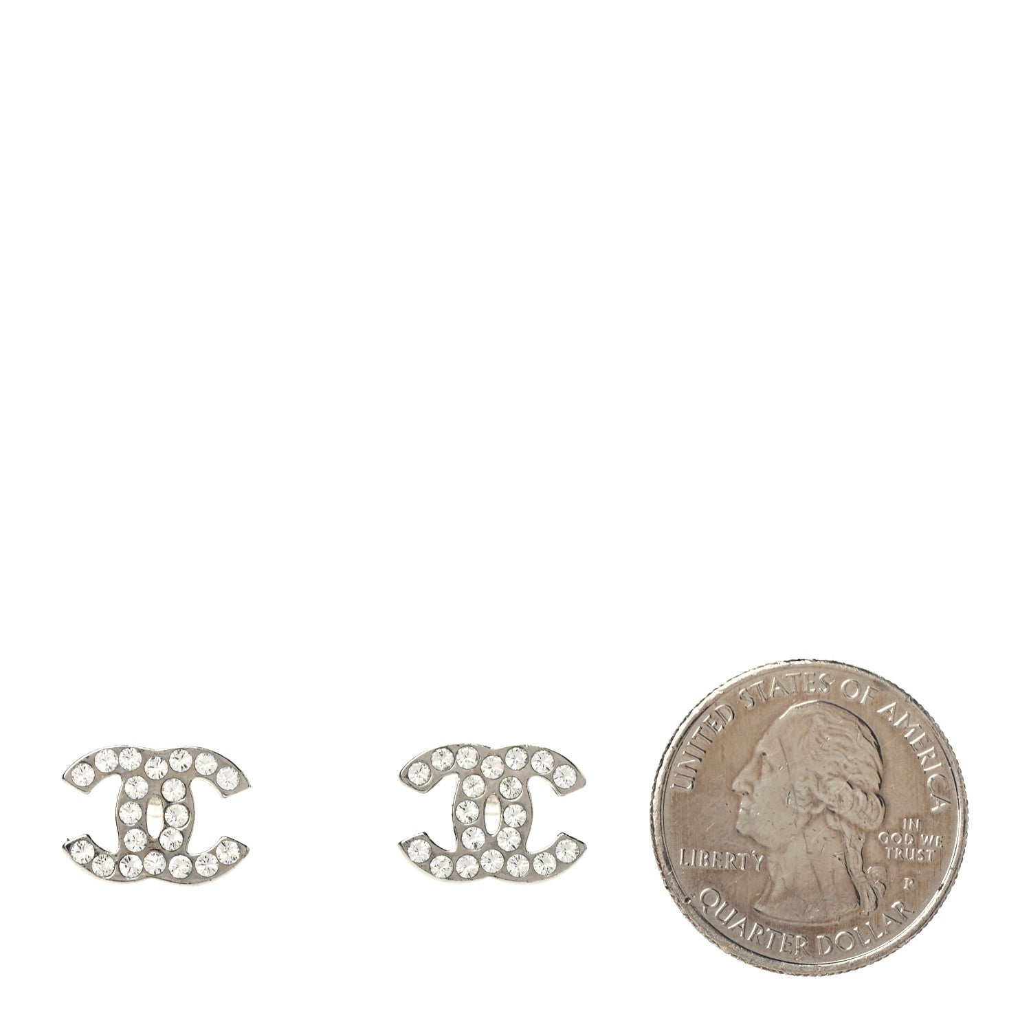 Chanel Crystal CC Earrings Silver 2 of 4