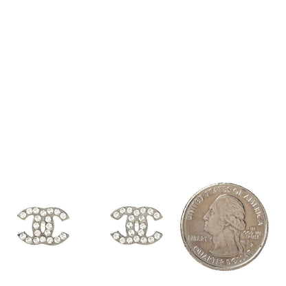 Chanel Crystal CC Earrings Silver 2 of 4