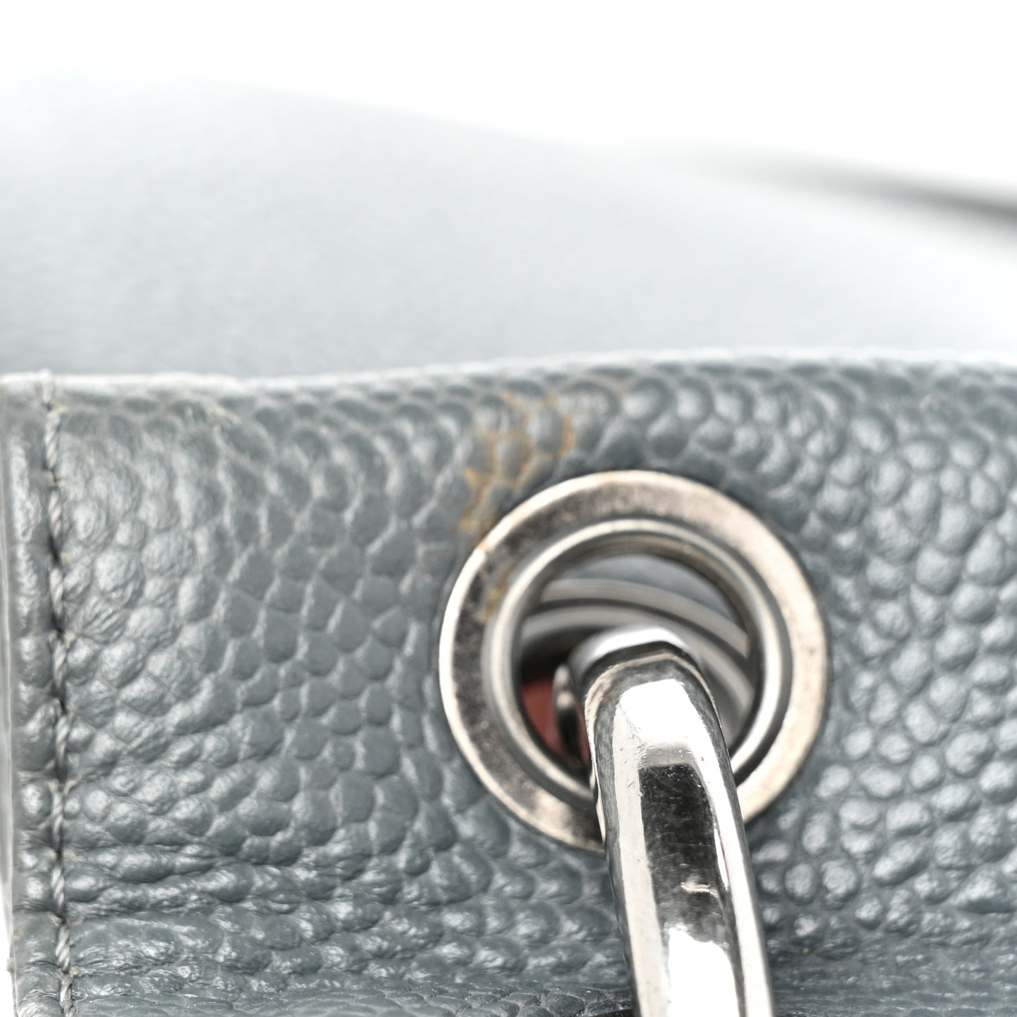 Caviar Quilted Large Retro Class Flap Grey