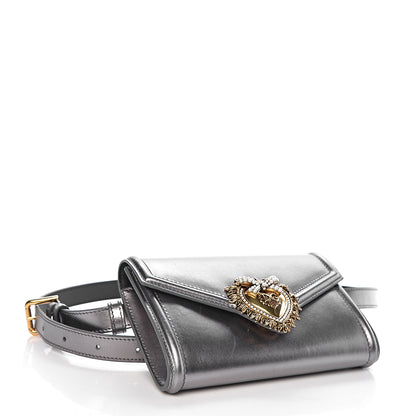 Dolce & Gabbana Metallic Agnello Vitello Devotion Belt Bag 95 38 Argento Scuro 4 of 11