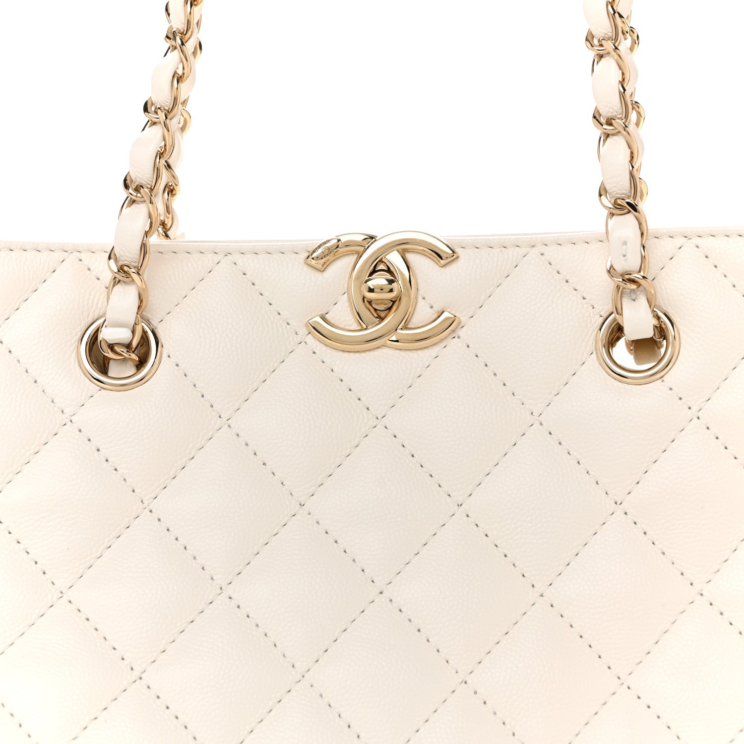 Chanel Caviar Quilted Small Shopping Tote White 8 of 13