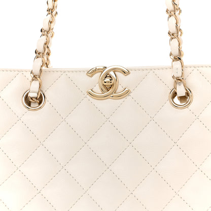 Chanel Caviar Quilted Small Shopping Tote White 8 of 13