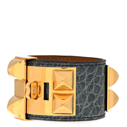 Hermes Shiny Alligator Collier De Chien CDC Bracelet S Vert Fonce 3 of 7