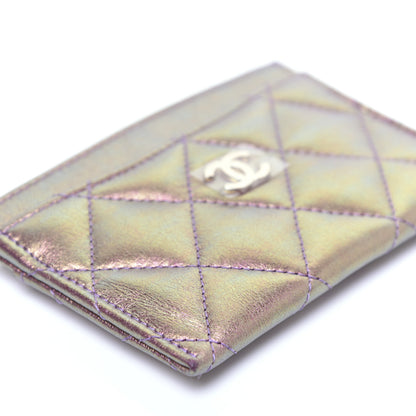Chanel Iridescent Lambskin Quilted Card Holder Purple 6 of 12