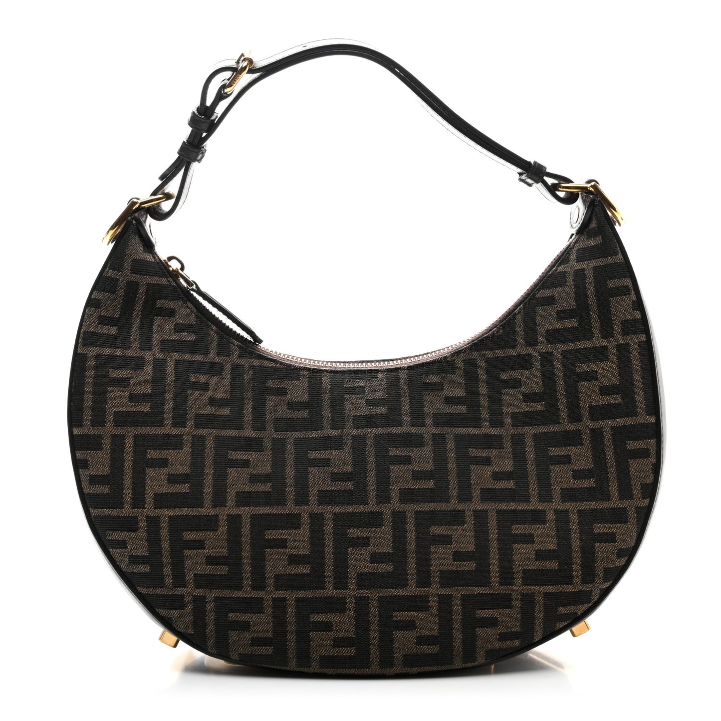 Fabric Jacquard Vitello Grace FF 1974 Small Fendigraphy Hobo Bag Tobacco Moro Ebano