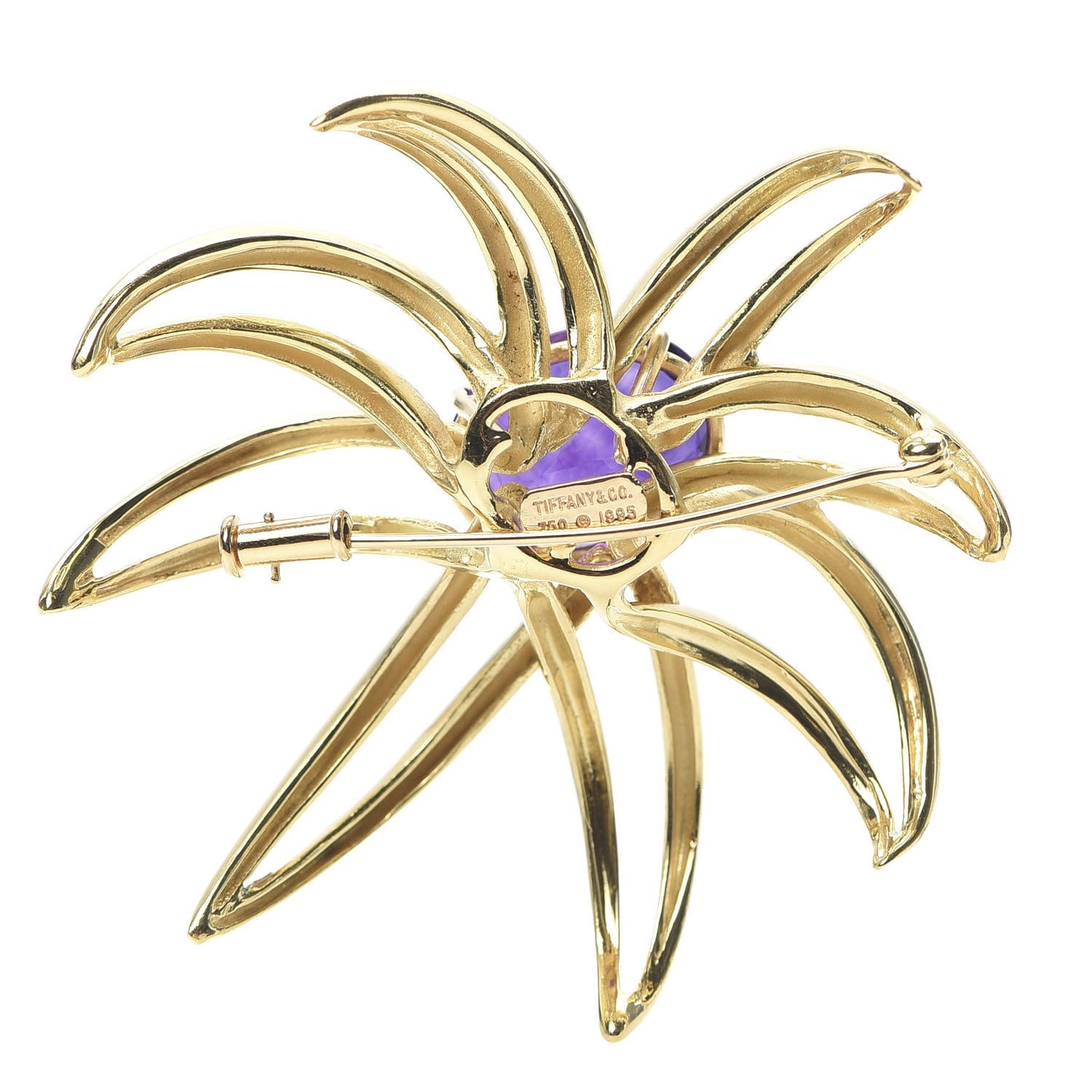 18K Yellow Gold Amethyst Fireworks Brooch Pin