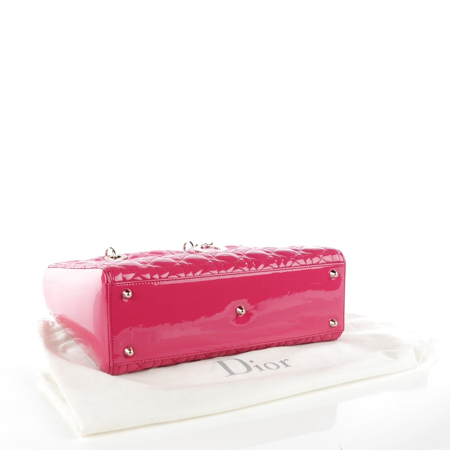 Patent Cannage Large Lady Dior Fuchsia