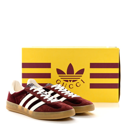 Gucci X ADIDAS Softy Velvet Suede Madeira Demetra Mens Gazelle Sneakers 8.5 Bordeaux Velvet Cherry Off White 11 of 11