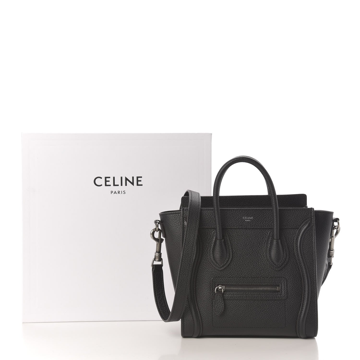 Celine Drummed Calfskin Nano Luggage Black 11 of 11