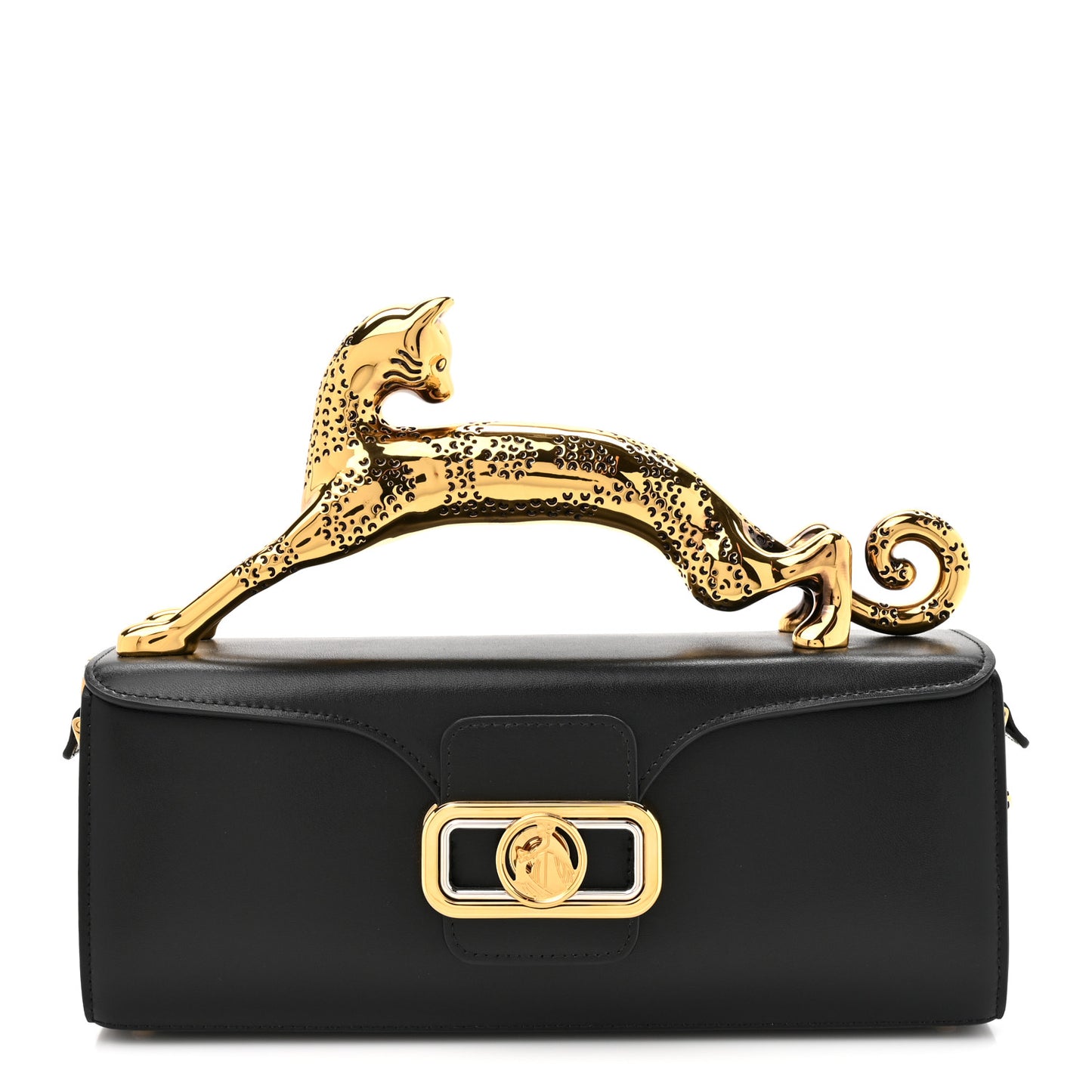 Calfskin Logo Medium Cat Pencil Bag Black