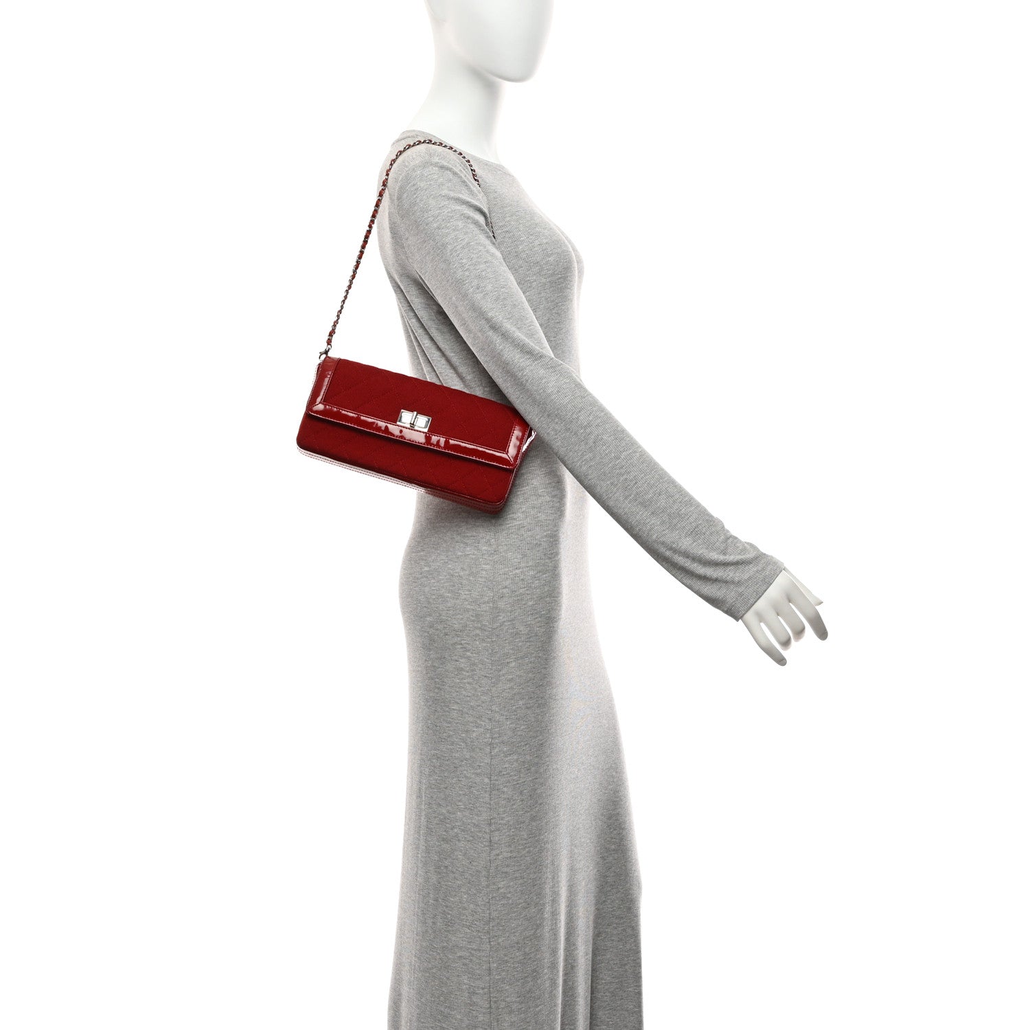 Chanel Patent Jersey Quilted 2.55 Reissue East West Flap Red 2 of 10