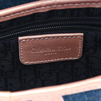 Christian Dior Patent Denim Jeans Saddle Bag Blue Pink 6 of 11