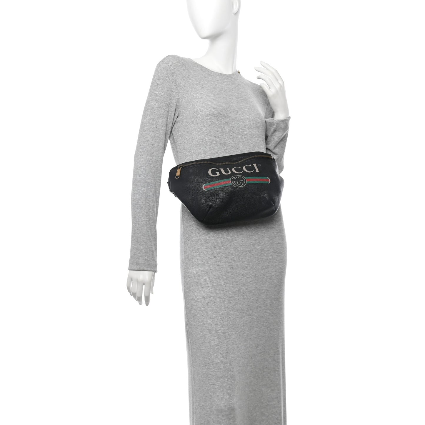 Grained Calfskin Logo Belt Bag Black