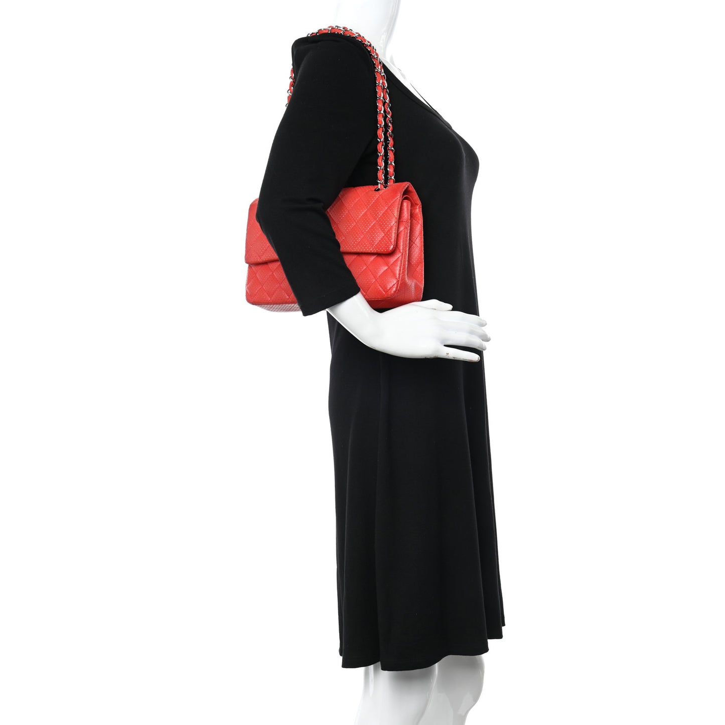 Lambskin Perforated Medium Double Flap Red
