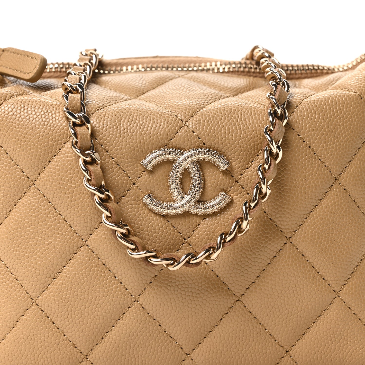 Chanel Caviar Quilted Chain Hobo Dark Beige 15 of 21