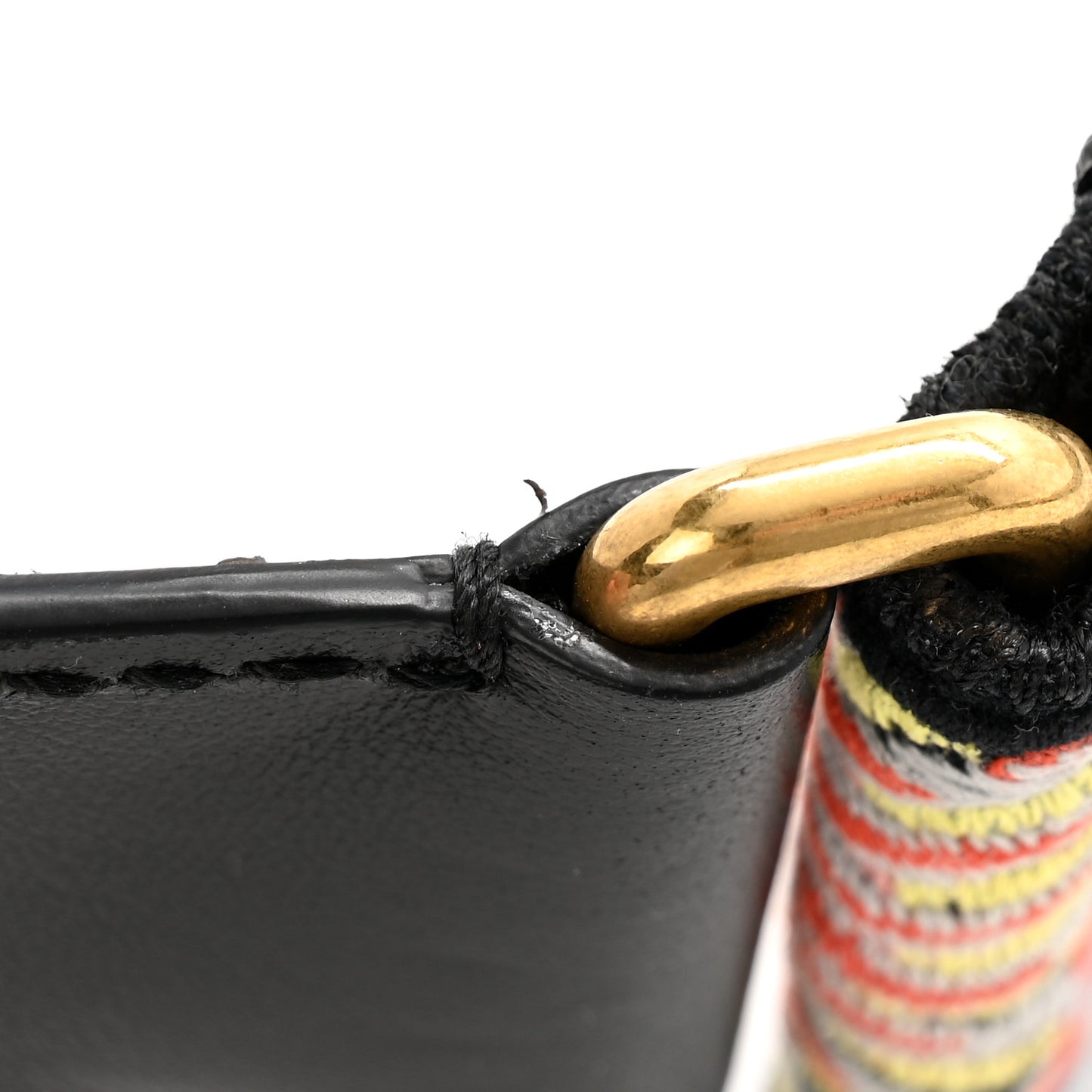 Canvas Embroidered Shoulder Strap Black Multicolor