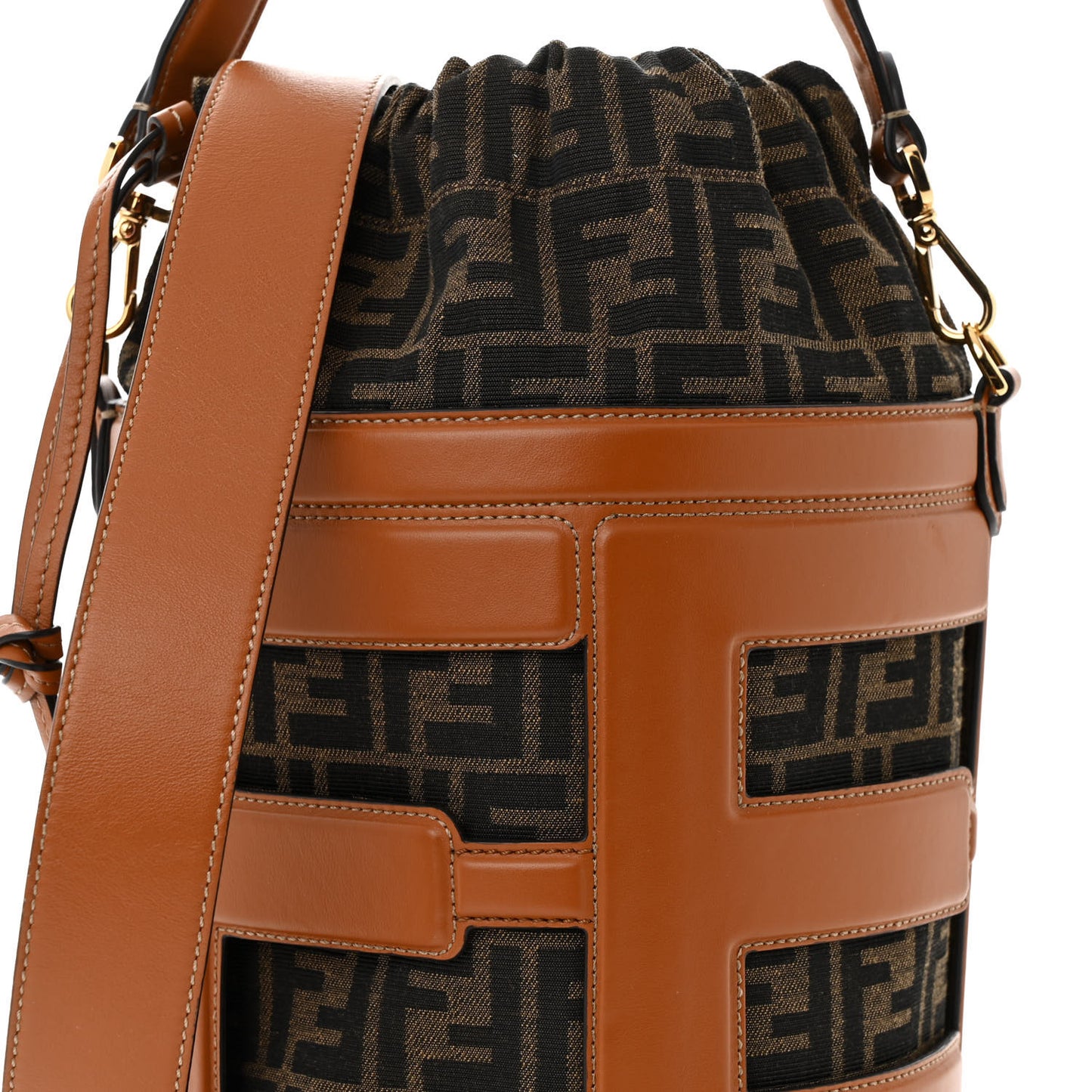Nylon Vitello King Logo Step Out Bucket Bag Brandy
