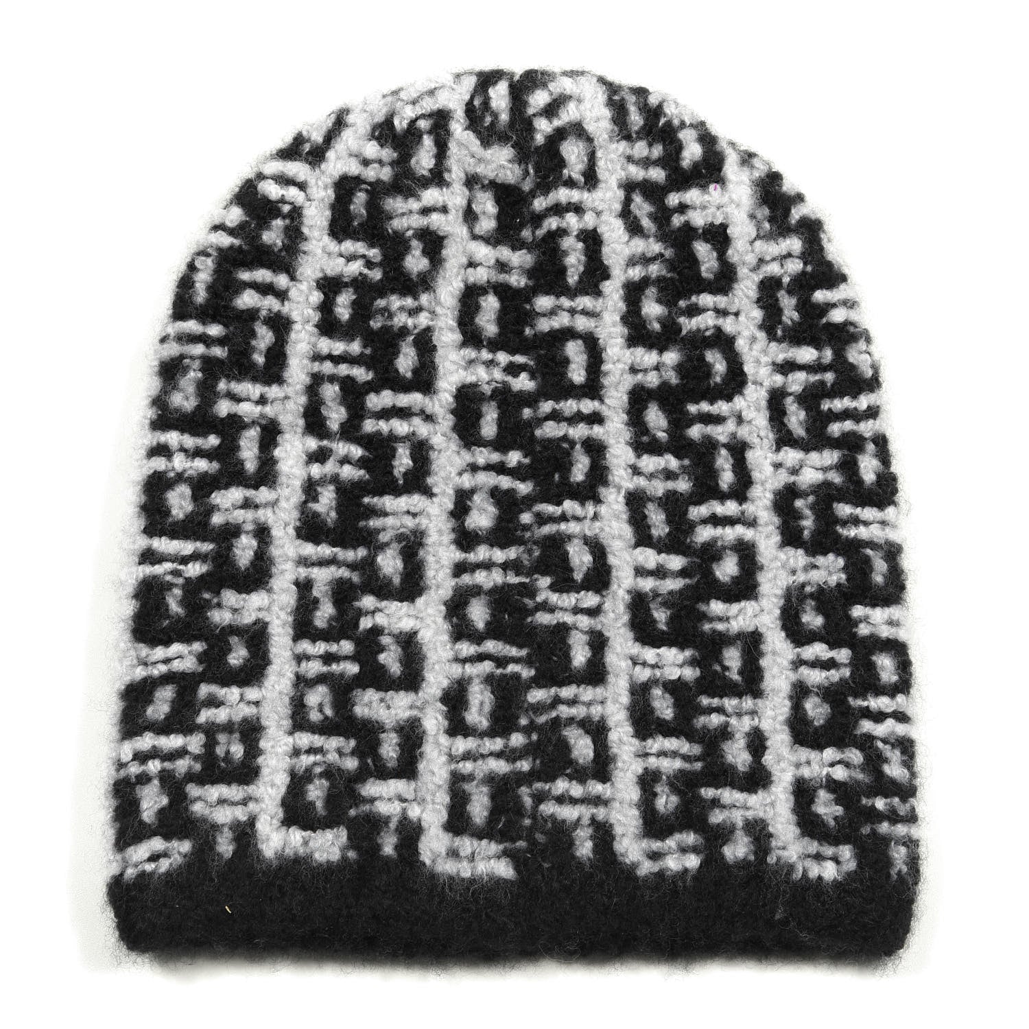 Chanel Cashmere Silk CC Beanie Hat Black White 2 of 3