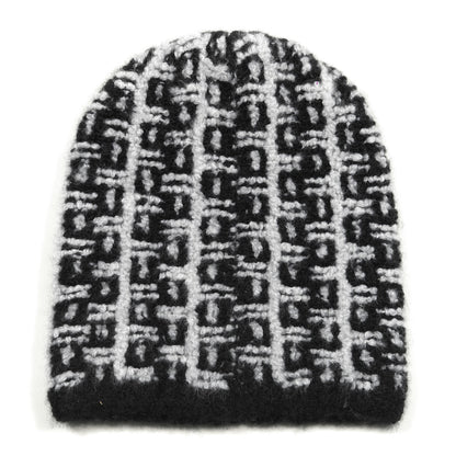 Chanel Cashmere Silk CC Beanie Hat Black White 2 of 3