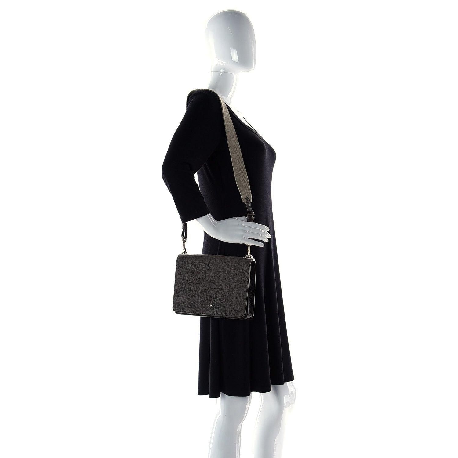 Fendi Cuoio Romano Selleria Metal Stitch Messenger Brown 3 of 8