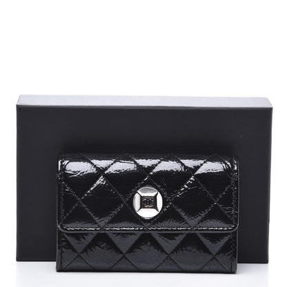 Chanel Distressed Patent Quilted Flap Card Holder Black 10 of 10