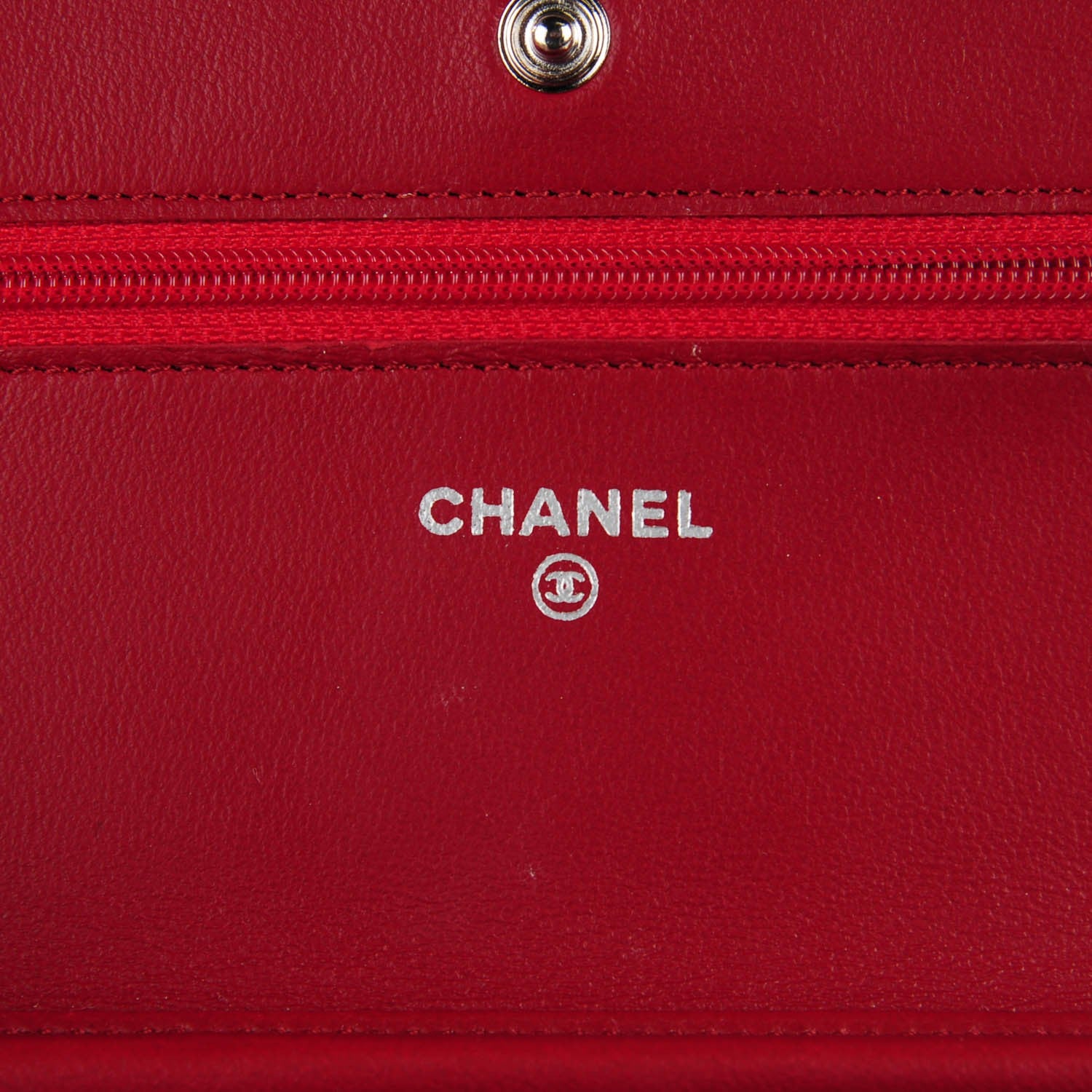 Chanel Lambskin Quilted Wallet On Chain WOC Red 6 of 8