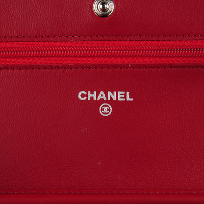 Chanel Lambskin Quilted Wallet On Chain WOC Red 6 of 8