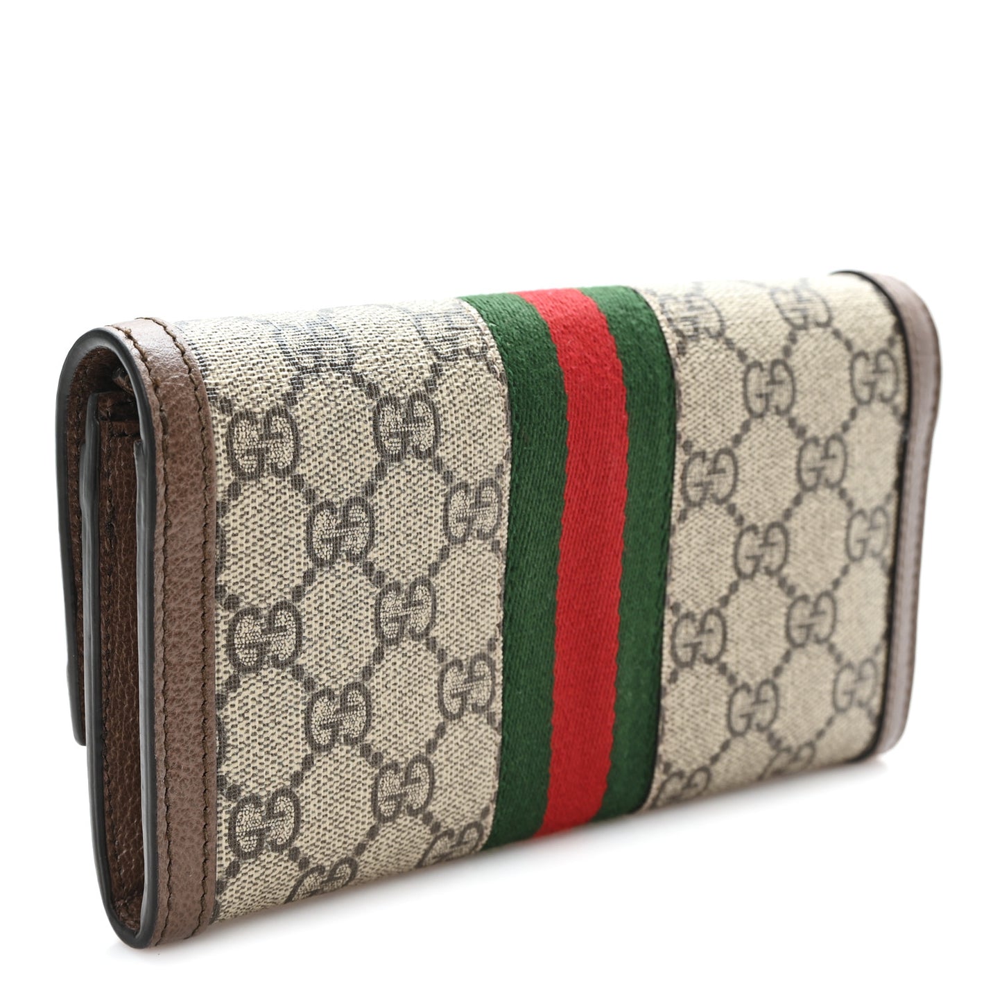 GG Supreme Monogram Web Ophidia Continental Wallet Brown