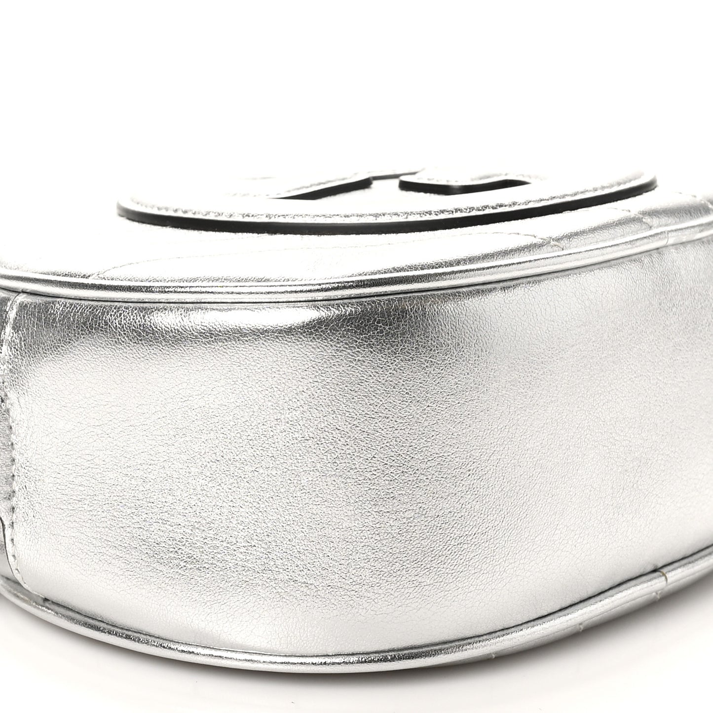 Metallic Sakai Be Green Calfskin Diagonal Stitched Mini Blondie Shoulder Bag Silver