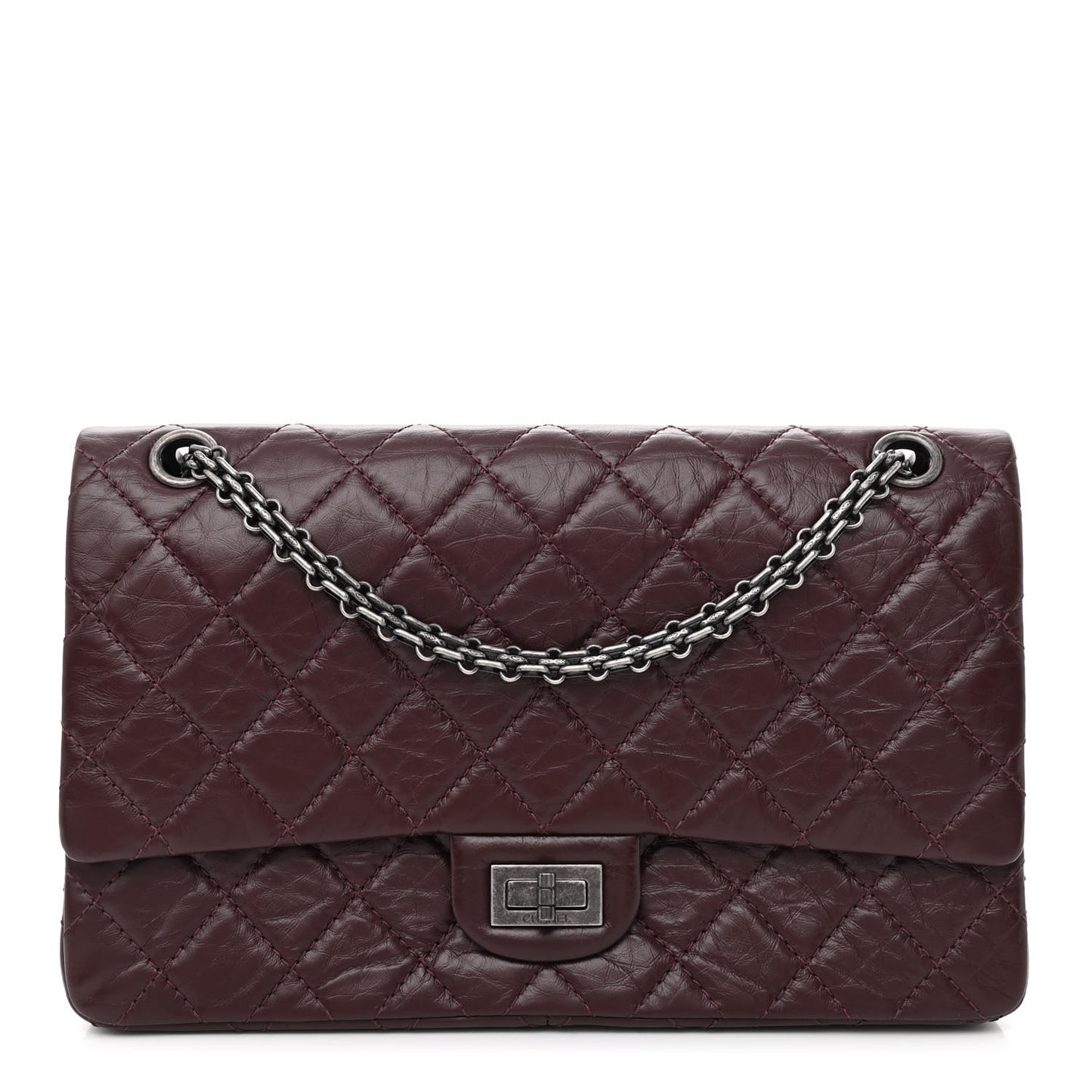 Aged Calfskin Quilted 2.55 Reissue 226 Flap Dark Burgundy