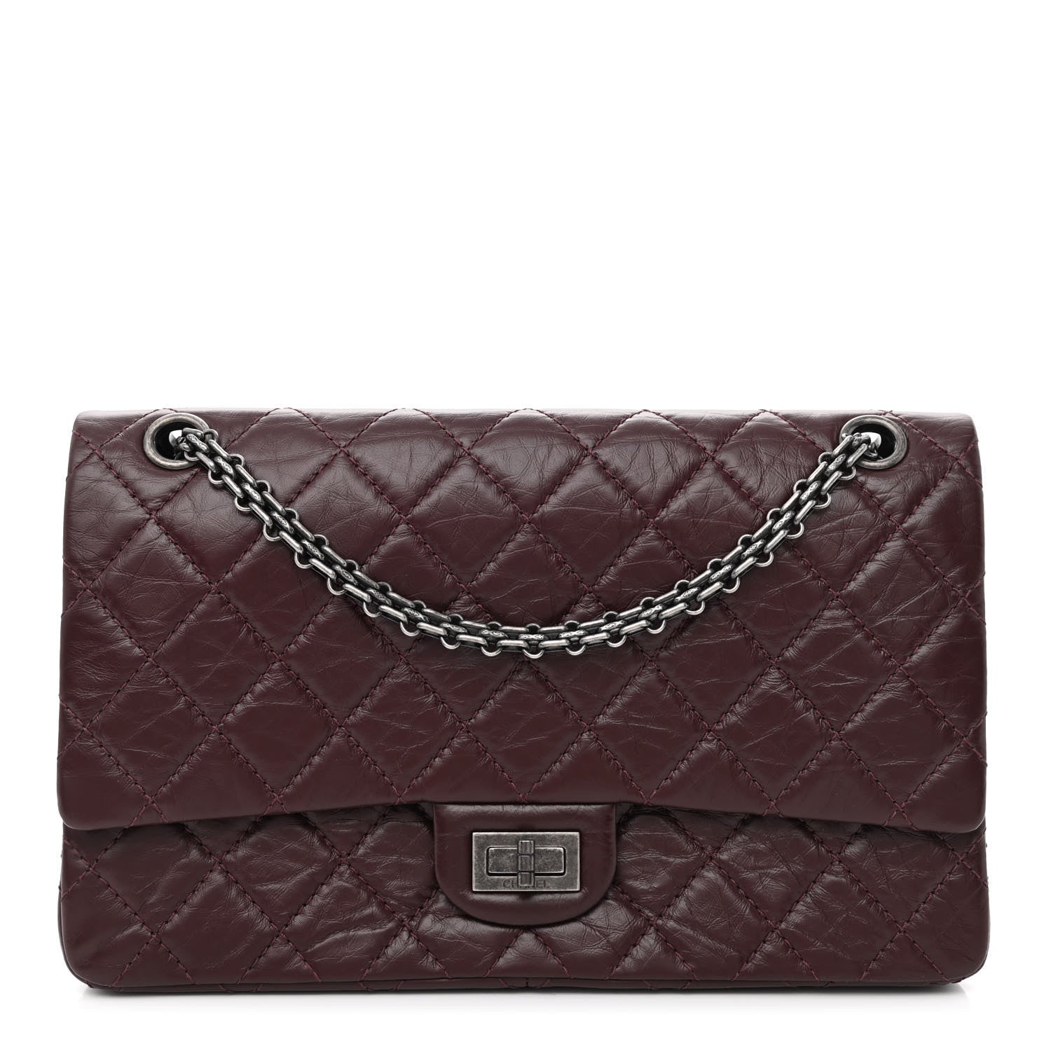 Chanel Aged Calfskin Quilted 2.55 Reissue 226 Flap Dark Burgundy 1 of 12