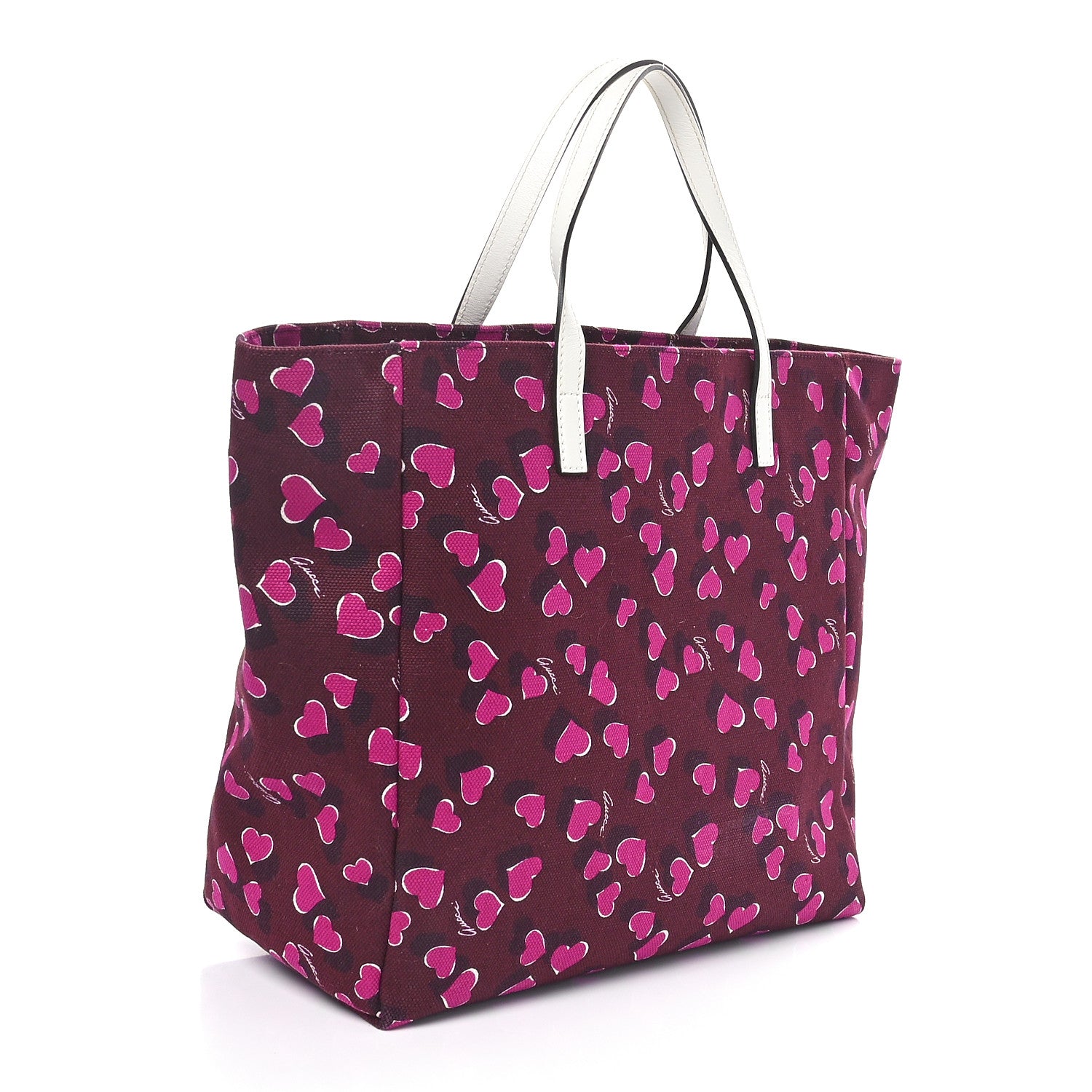 Gucci Canvas Heartbeat Print Medium Tote New Wine 3 of 10