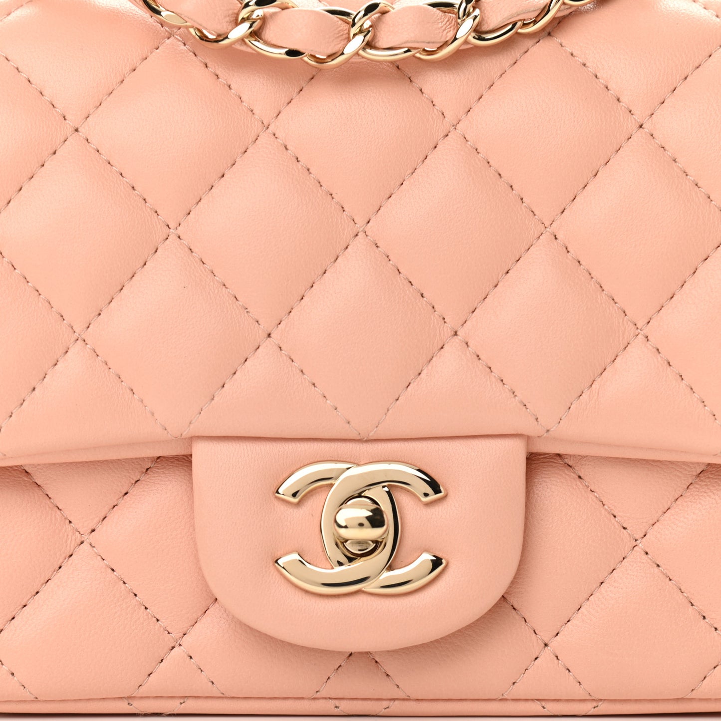 Lambskin Quilted Mini Square Flap Light Pink